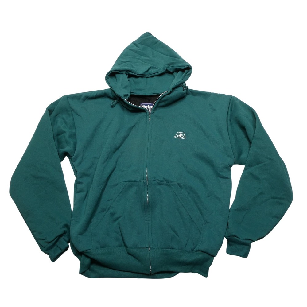 King Louie Hoodie Mens Large Tall Green Full Zip Sweatshirt Lined Arbonne Logo